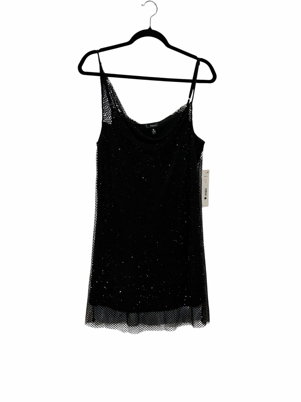 Nwt Aqua Black Chainmail Rhinestone Mini Dress Size Small